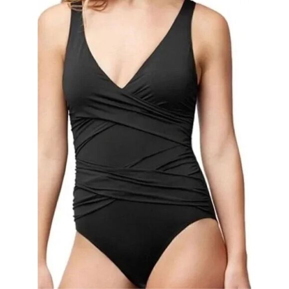 New. Tommy Bahama black tummy control swimsuit. Normally $149. Size 6 - Picture 9 of 11